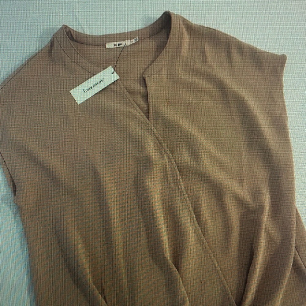 Sleeveless Tan Draped Women's Top